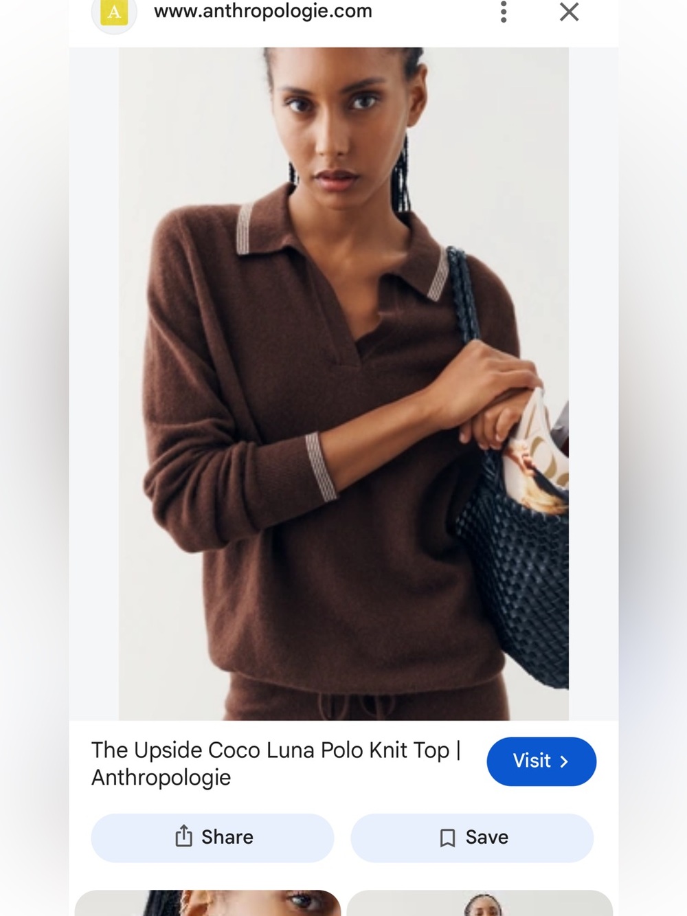 The Upside Coco Luna Polo Knit Top - Chocolate Brown